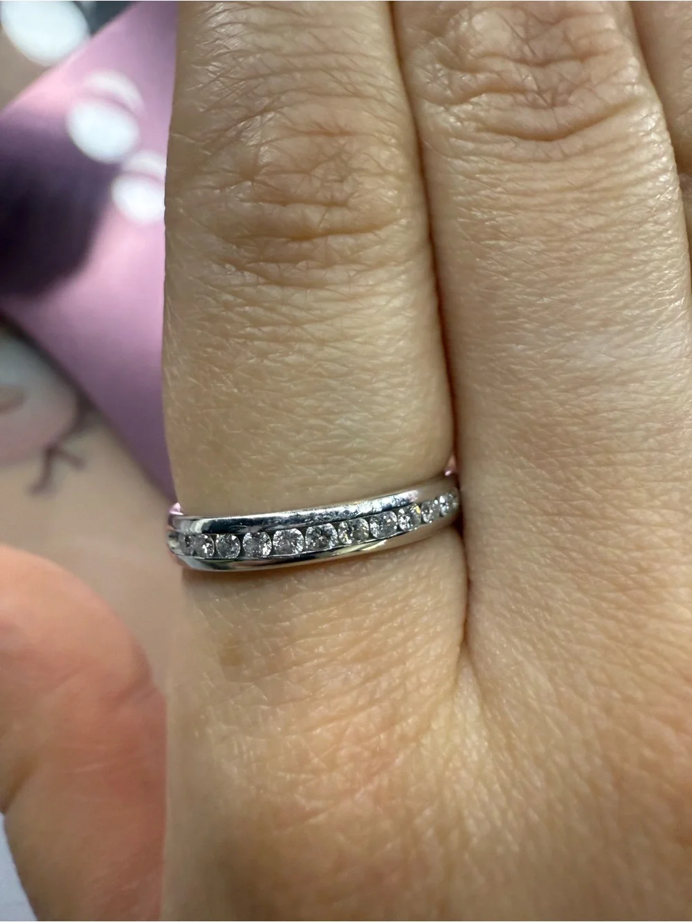 White Gold Natural Diamond Channel Set Ring